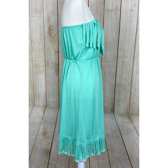 Bohemian Mint Fringe Strapless Dress - Picture 6 of 8